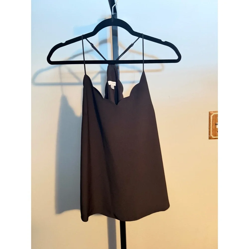J. Crew Black Scalloped V-Neck Racerback Camisole Tank Top Size 4